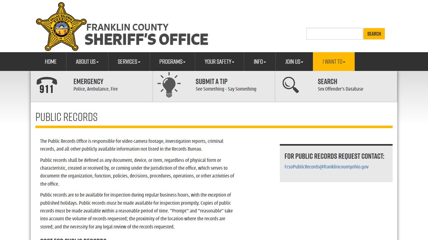 Franklin County Sheriff - Public Records